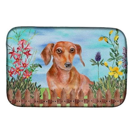 Carolines Treasures CK1269DDM Red Dachshund Spring Dish Drying Mat